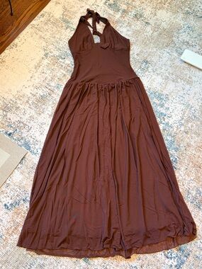 SHEIN Brown Halter Maxi Dress